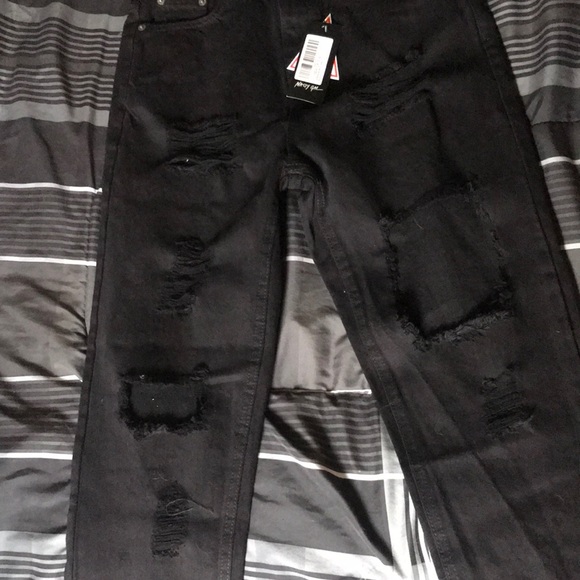 Black relaxed fit jeans. Ripped - Picture 4 of 4